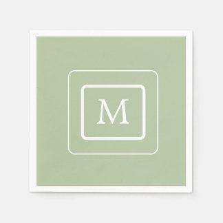 Minimalist Succulent Green | Monogram Paper Napkin