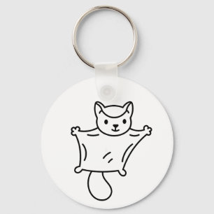 Minimalist Sugar Glider Line Art Keychain