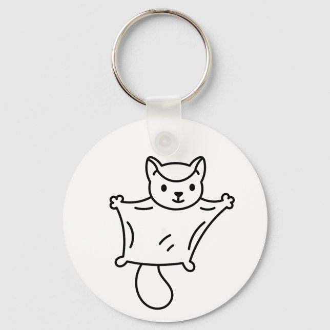 Minimalist Sugar Glider Line Art Keychain (Front)