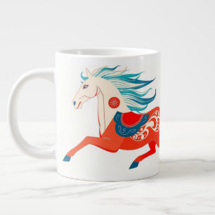 Minimalist Sumi-e Horse 2026 Zodiac Gift Large Coffee Mug