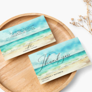 Minimalist Summer Ocean Beach Thank You Card