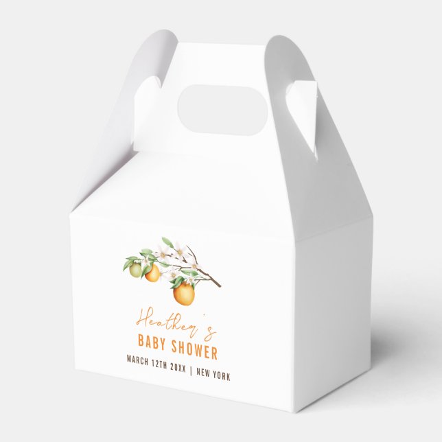 Minimalist Summer Orange Citrus Baby Shower  Favor Box