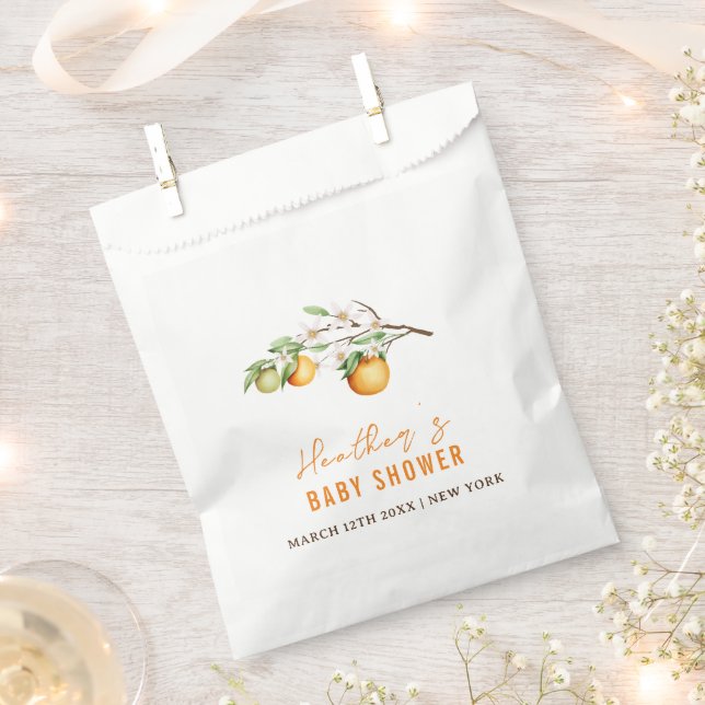 Minimalist Summer Orange Citrus Baby Shower  Favour Bag (Clipped)