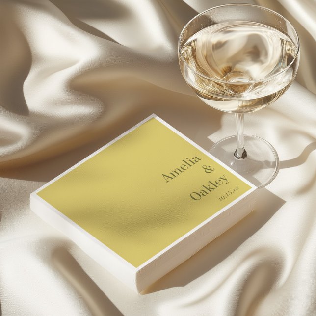 Minimalist Summer Yellow Elegant Wedding Custom Napkin (Creator Uploaded)