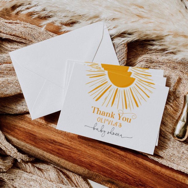 Minimalist sun baby shower thank you card (Creator Uploaded)