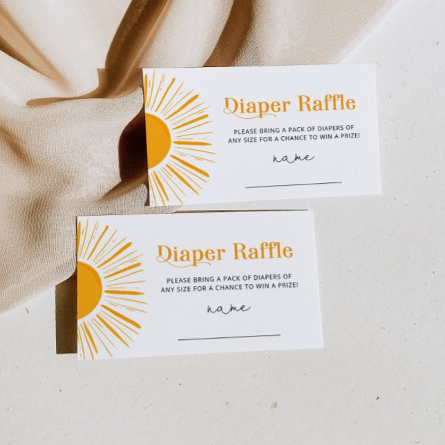 Minimalist sun diaper raffle ticket enclosure card (Creator Uploaded)