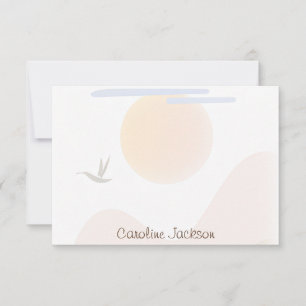 Minimalist sun, mountain and bird personalized card