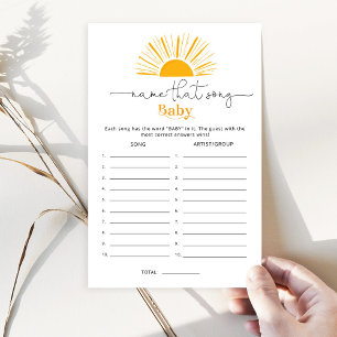 Minimalist sun Name that song baby shower game
