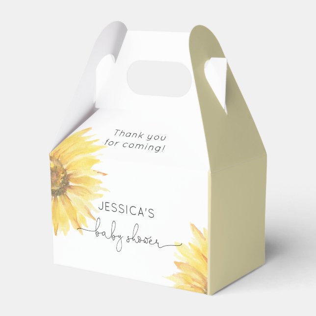 Minimalist sunflower baby shower favor box (Front Side)