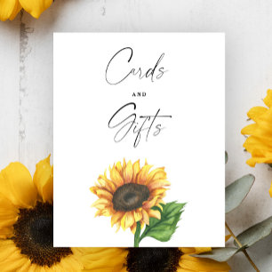 Minimalist sunflower Bridal shower Cards and Gifts Poster
