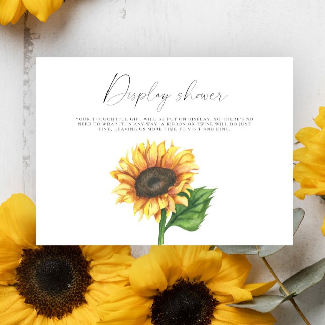 Minimalist sunflower bridal shower Display shower Enclosure Card (Creator Uploaded)