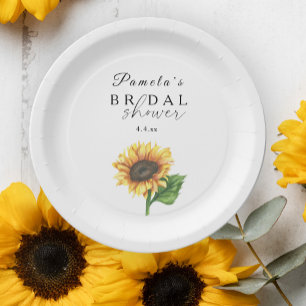 Minimalist sunflower Bridal Shower  Paper Plate