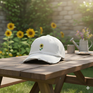 Minimalist Sunflower Embroidered Baseball Cap Sm