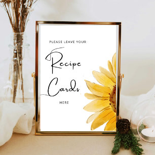 Minimalist sunflower leave your recipe card here poster