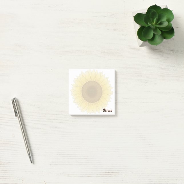 Minimalist Sunflower Personalized Sticky Note (Office)