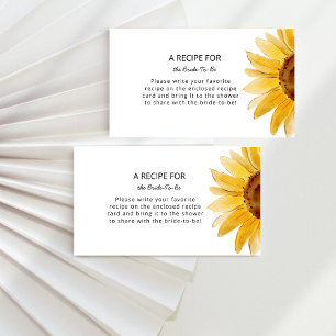 Minimalist sunflower Recipe for the bride to be  Enclosure Card