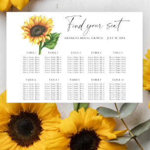 Minimalist sunflower Wedding seating chart