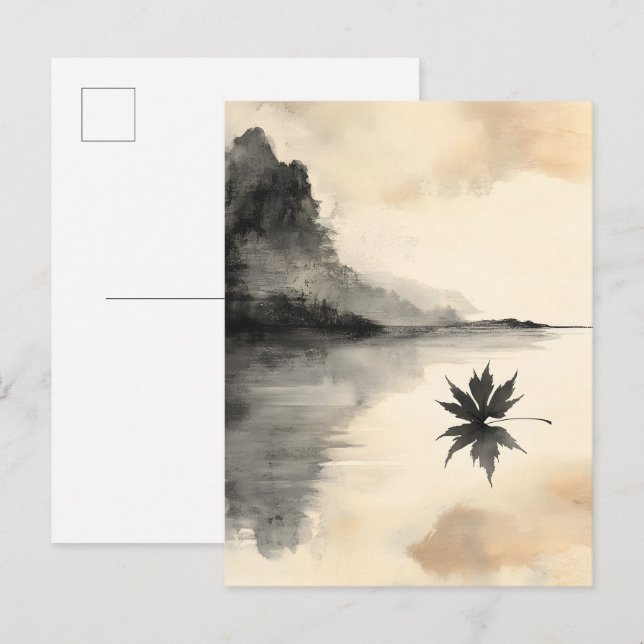 Minimalist Sunset Autumn Quiet Fall Announcement Postcard (Front/Back)
