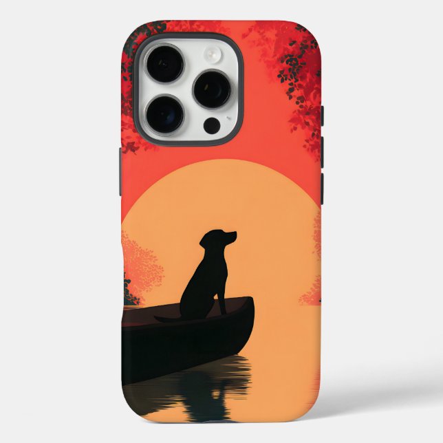Minimalist Sunset Black Labrador Dog Case-Mate iPhone Case (Back)