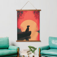 Minimalist Sunset Black Labrador Dog