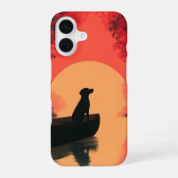 Minimalist Sunset Black Labrador Dog