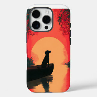 Minimalist Sunset Black Labrador Dog iPhone 16 Pro Case