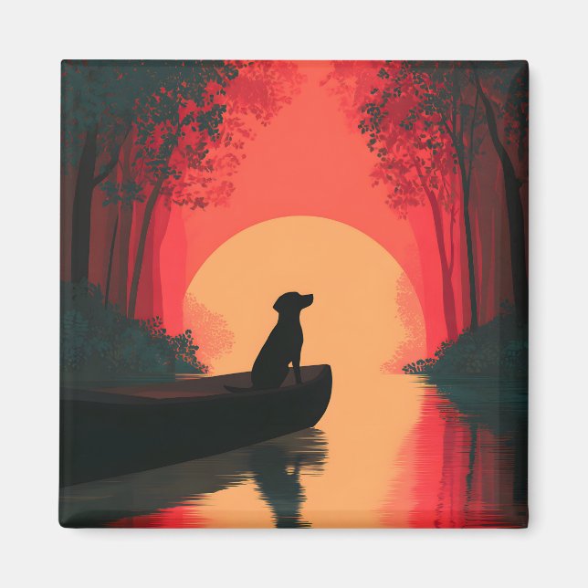 Minimalist Sunset Black Labrador Dog Magnet (Front)