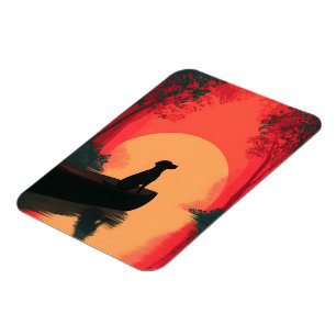 Minimalist Sunset Black Labrador Dog Magnet