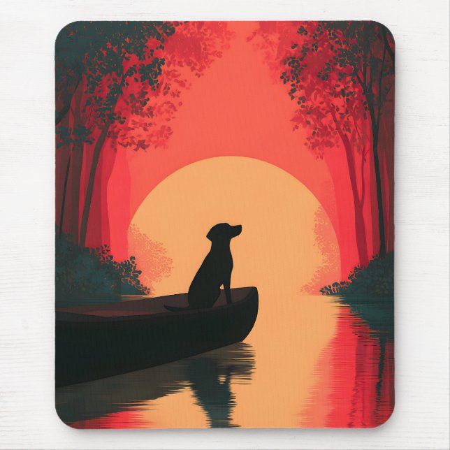 Minimalist Sunset Black Labrador Dog Mouse Pad (Front)