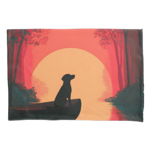 Minimalist Sunset Black Labrador Dog Pillowcase