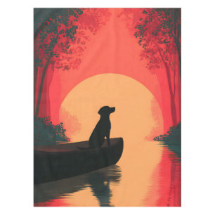 Minimalist Sunset Black Labrador Dog Tablecloth