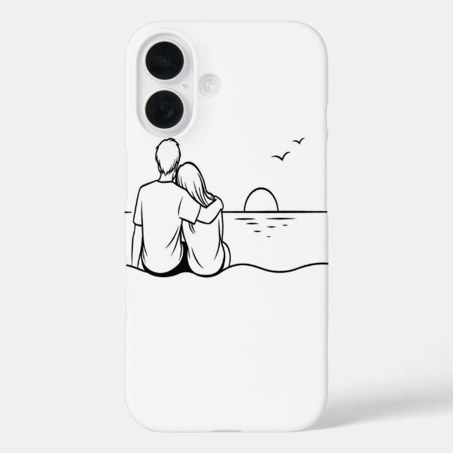 Minimalist Sunset Moment Line Art Case-Mate iPhone Case (Back)