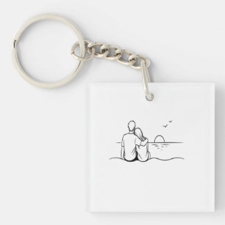 Minimalist Sunset Moment Line Art Keychain
