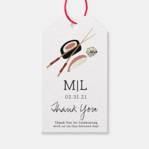 Minimalist Sushi Roll Thank You Asian Wedding Gift Tags