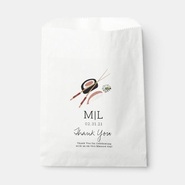 Minimalist Sushi Rolls Chopsticks Favour Bag (Front)