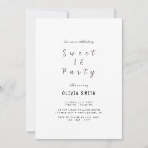 Minimalist Sweet 16 Birthday Invitation