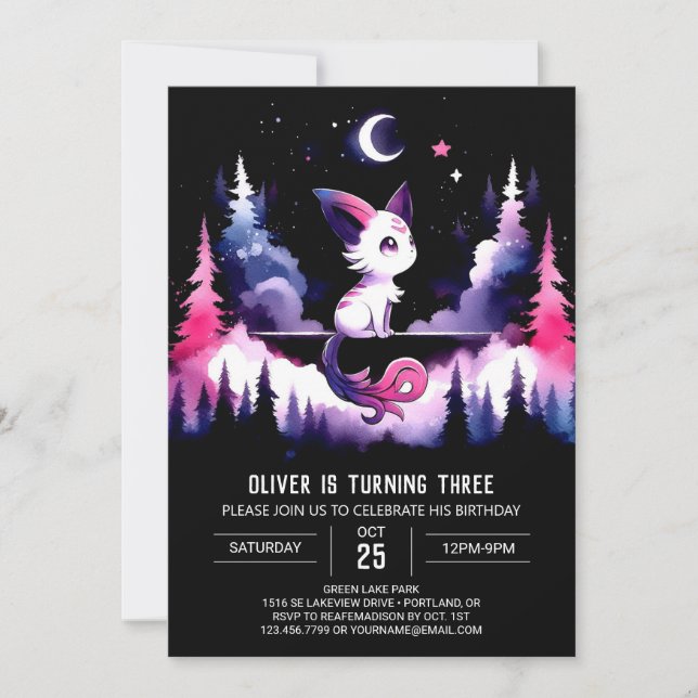 Minimalist Sweet Cat Birthday  Invitation (Front)