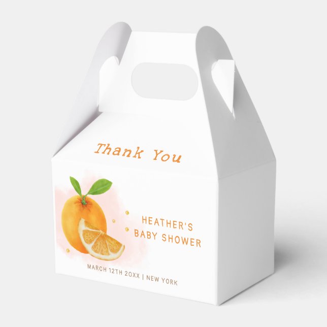 Minimalist Sweet Orange Citrus Baby Shower Favor Box (Front Side)