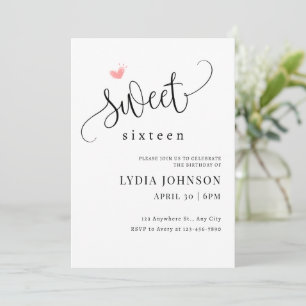 Minimalist Sweet Sixteen Birthday, Sweet 16 invite