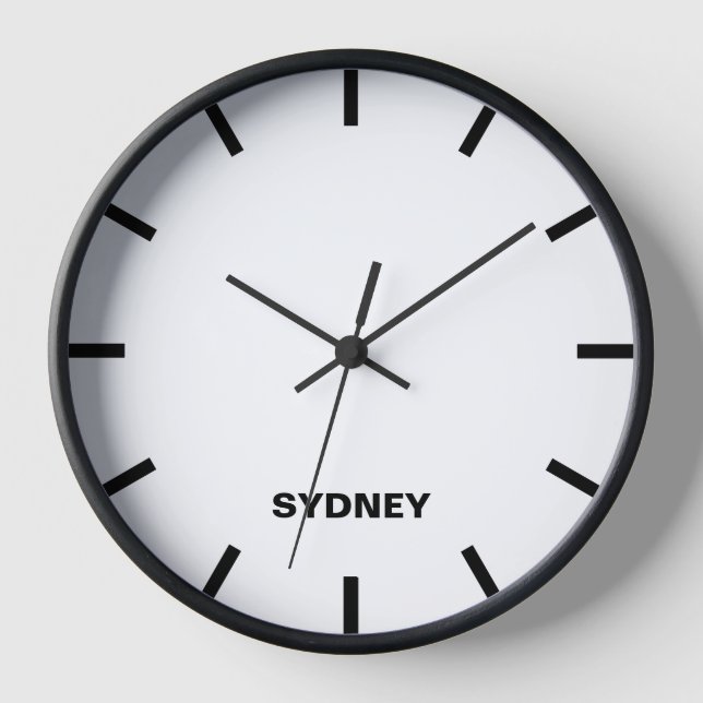 Minimalist Sydney Time Zone Newsroom Wall Clock (Front)