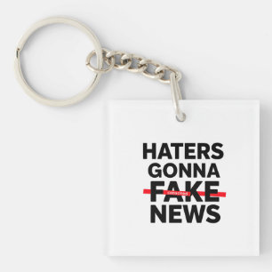 Minimalist T-Shirt Design with "Haters Gonna Fake  Keychain