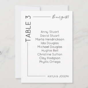 Minimalist table 3 Wedding seating card template