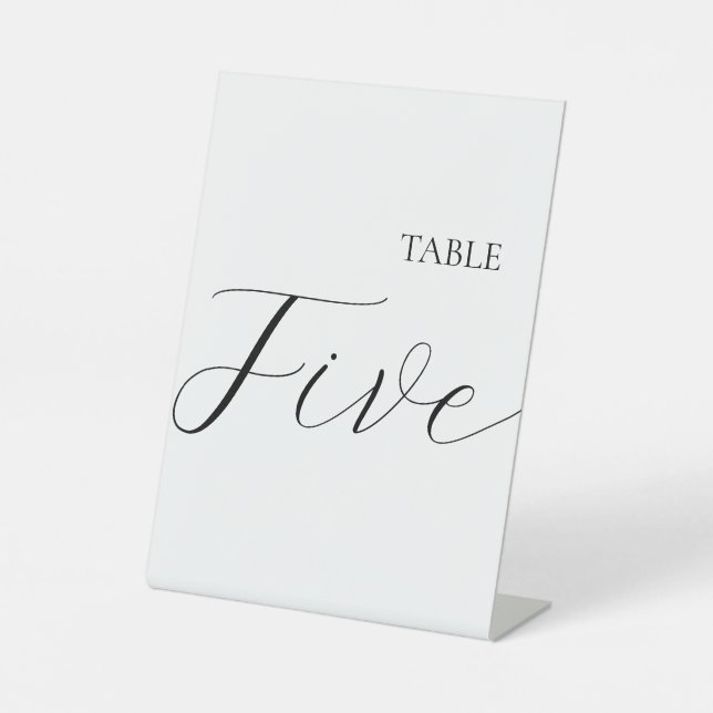 Minimalist Table Number Five  Pedestal Sign (Front)