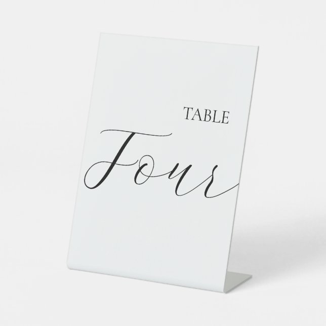 Minimalist Table Number Four  Pedestal Sign (Front)
