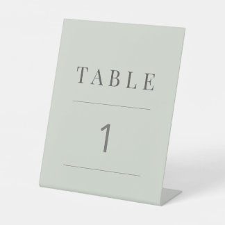 Minimalist Table Number Pale Sage Pedestal Sign