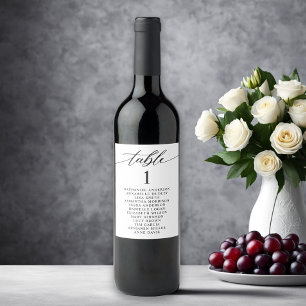 Minimalist Table Numbers Wedding Wine Label