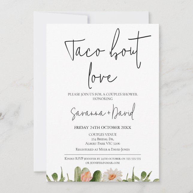 Minimalist Taco 'bout A Couple Couples Shower Invitation (Front)