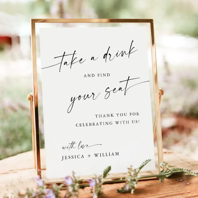 Minimalist Take a Drink Wedding Seating Sign (Creator Uploaded)