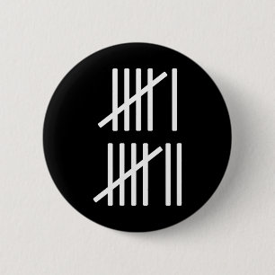 Minimalist Tally Marks Counting 67 Meme Slang 6 7 2 Inch Round Button