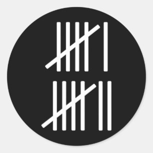 Minimalist Tally Marks Counting 67 Meme Slang 6 7  Classic Round Sticker